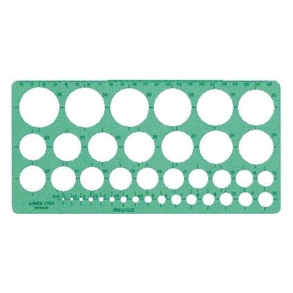 Linex - Gabarit de cercle 39 cercles avec pieds encreurs 1-35mm vert