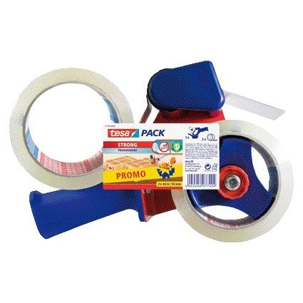 Tesa - Ferme-boîte à main avec 2 rouleaux 66mx50mm transparent | 10 pièces