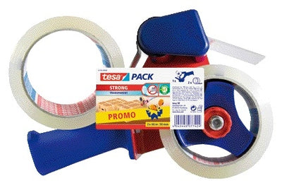 Tesa - Ferme-boîte à main avec 2 rouleaux 66mx50mm transparent | 10 pièces