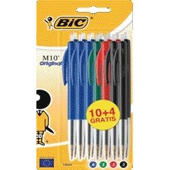 Bic - Stylo bille M10 moyen assorti blister de 10+4 offert