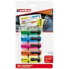 Edding - Surligneur 7 mini 1-3mm blister assorti de 5 pièces