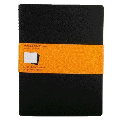 Moleskine - Carnet 190x250mm ligne 240 pages 70gr noir lot de 3 pièces