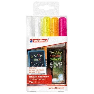Edding - Kreidemarker 4095 rund 2-3 mm, sortiert, Blister mit 5 Stück