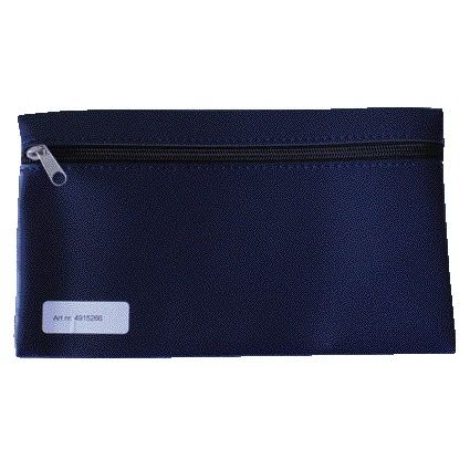 Quantore - Trousse scolaire 15x26cm avec fermeture éclair en simili cuir bleu foncé