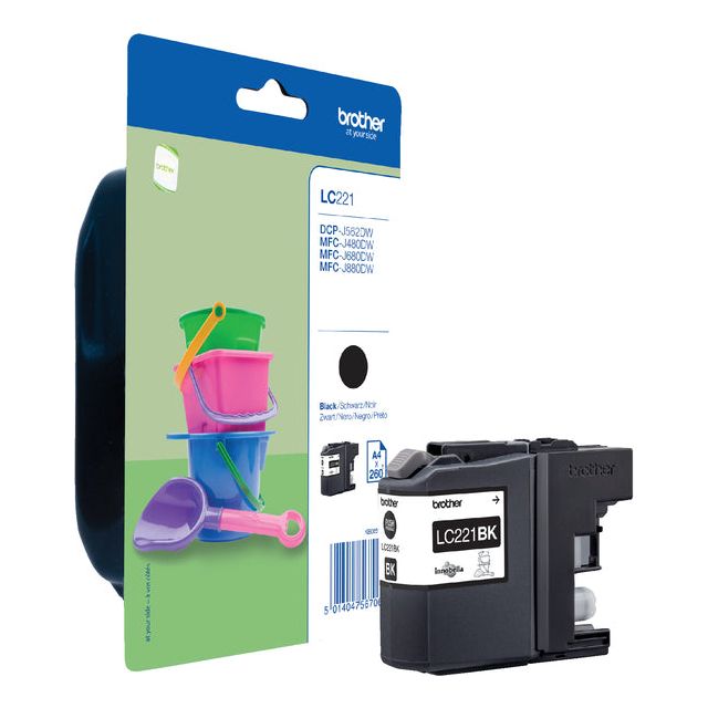 Brother - inktcartridge, 260 pagina's, OEM LC-221BKBP, zwart