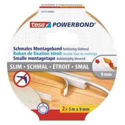 Tesa - Montage double face ® Powerbond Small 5mx9mm blanc 2 pièces