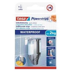 Tesa - Bandes adhésives Powerstrips® imperméables GRAND double face 2kg 6 pièces