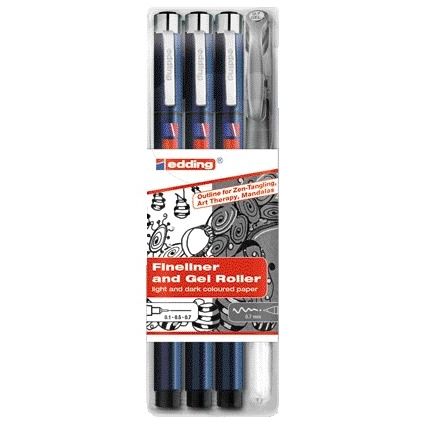 Edding - Feutre 1800/2185/4S enchevêtrement assorti étui de 4 pièces