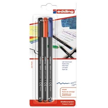 Edding - Fineliner 1200 001-003 fein sortierter Blister mit 3 Stück