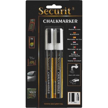 Securit - Kreidemarker SMA-510 diagonal weiß 2-6mm Blister mit 2 Stück