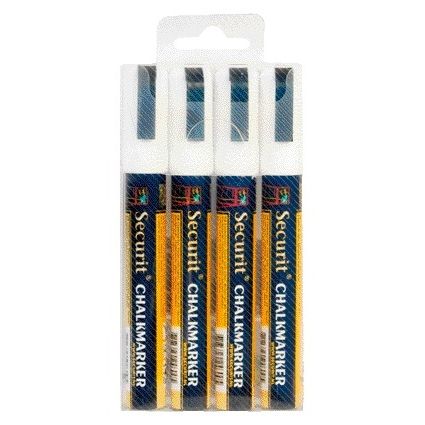 Securit - Kreidemarker SMA-510 diagonal weiß 2-6mm Blister mit 4 Stück