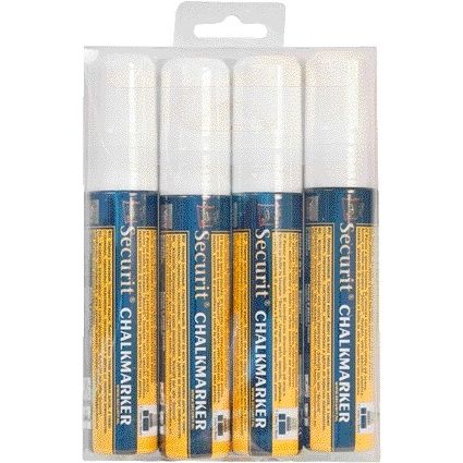 Securit - Marqueur craie SMA-720 bloc blanc 7-15mm blister de 4 pièces