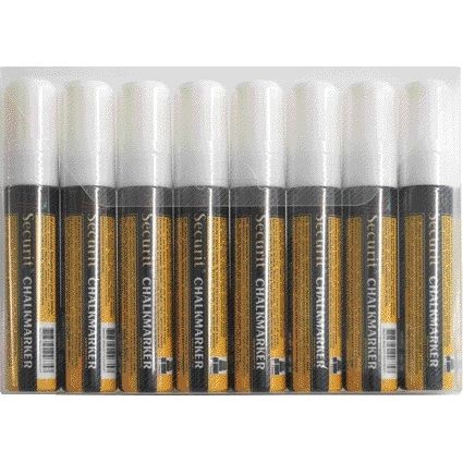 Securit - Marqueur craie SMA-720 bloc blanc 7-15mm blister de 8 pièces