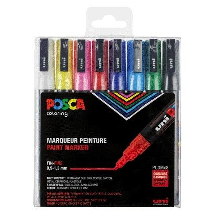Posca - Paintmarker Uni PC fein sortiertes Set à 8 Stück
