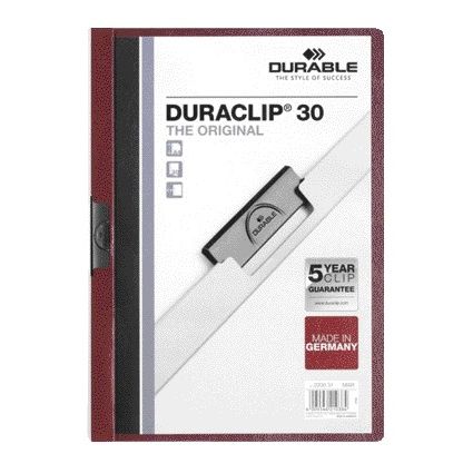 Durable - Dossier à clips Duraclip A4 3mm 30 feuilles d'aubergine | 25 pièces