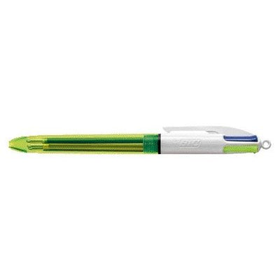 BIC -  Balpen  4kleuren m fluor geel