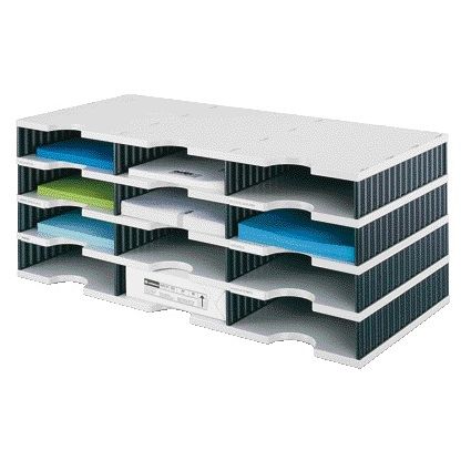 Styro - Set de compartiments doc A4 12 compartiments noir/gris