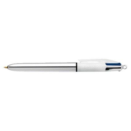 BIC -  Balpen  4kleuren shine m zilver