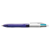 BIC -  Balpen  4kleuren grip fashion m paars | 12 stuks