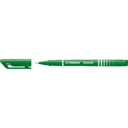 Stabilo -  SENSOR, Fineliner, Fijn 0.3 mm, Met Meeverende Schrijfpunt, doos 10 stuks, groen | 10 stuks