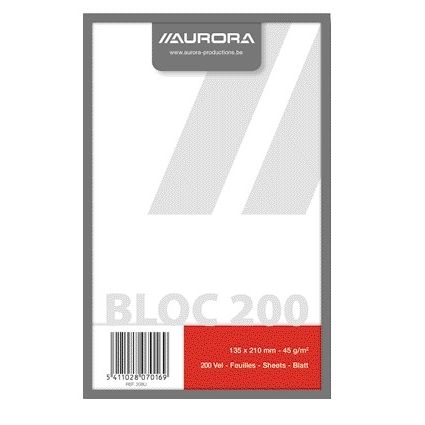 Aurora - Bloc-notes 135x210mm vierge 200 feuilles 45gr