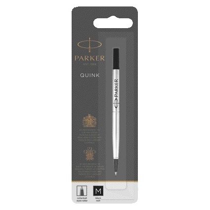 Parker - Recharge pour stylo roller Quink moyen noir blister de 1 pièce