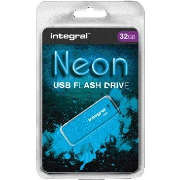 Integral -  USB-stick 2.0 32GB neon blauw