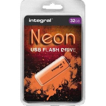 Integral -  USB-stick 2.0 32GB neon oranje