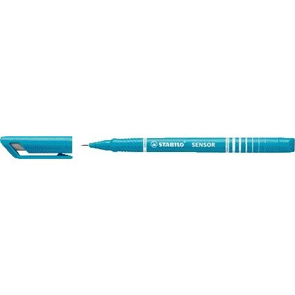 Stabilo -  SENSOR, Fineliner, Fijn 0.3 mm, Met Meeverende Schrijfpunt, doos 10 stuks, turquoise | 10 stuks