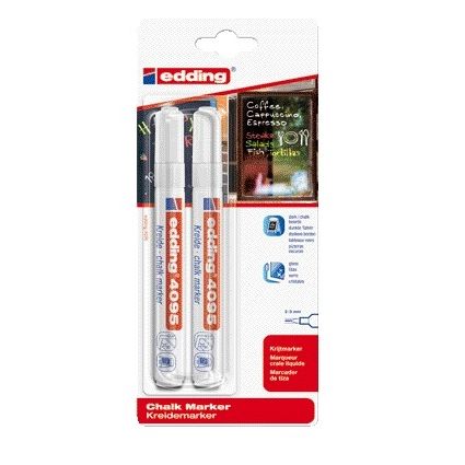 Edding - Kreidemarker 4095 rund 2-3 mm weiß Blister mit 2 Stück