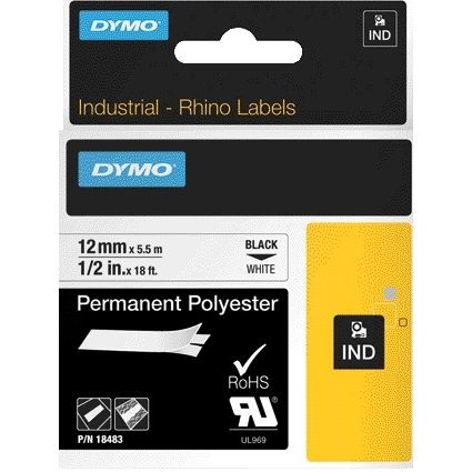 Dymo -  Labele  rhino industrieel polyester 12mm wt