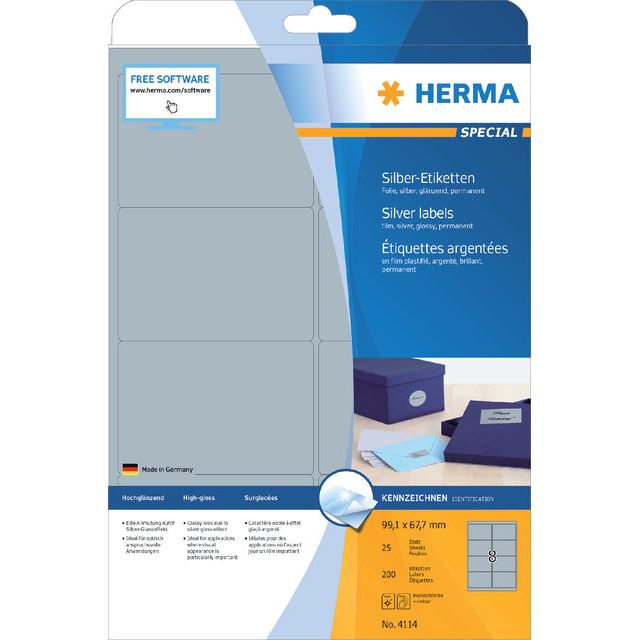 Herma - Herma 4114 Label 99.1x67,7 mm Silber 200st