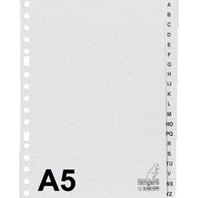 Kangaro - Tabs A5 17-Loch G520AZM Alphabet grau PP | 25 Stück