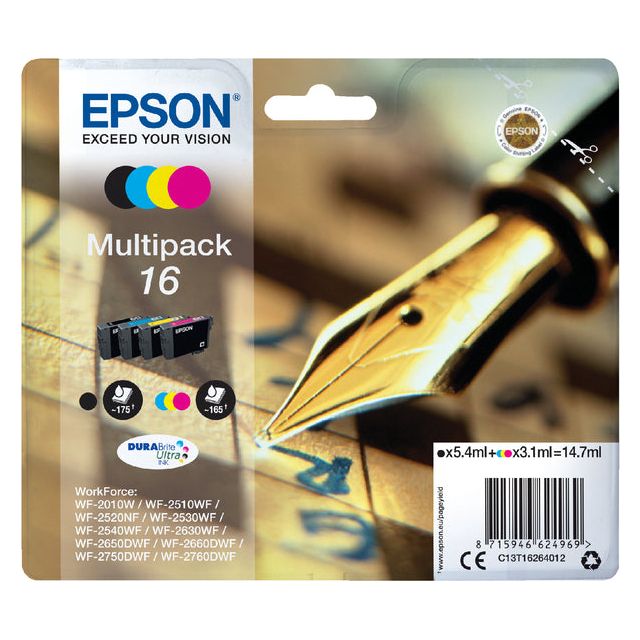 Epson - Inkcartridge Epson 16 T1626 noir + 3 couleurs