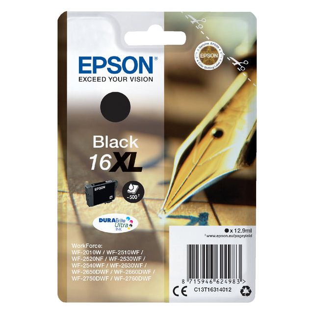 Epson - inktcartridge 16XL, 500 pagina's, OEM C13T16314012, zwart