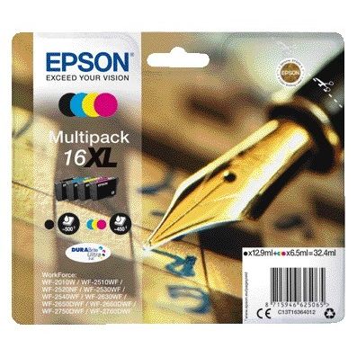 Epson - Tintenpatrone 16XL T1636 Schwarz + 3 Farben