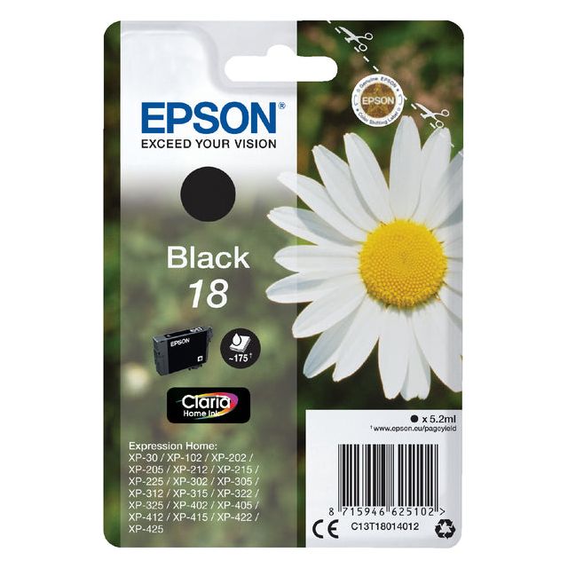 EPSON - CARTOUCE À L'ENK 18, 175 pages, OEM C13T18014012, noir