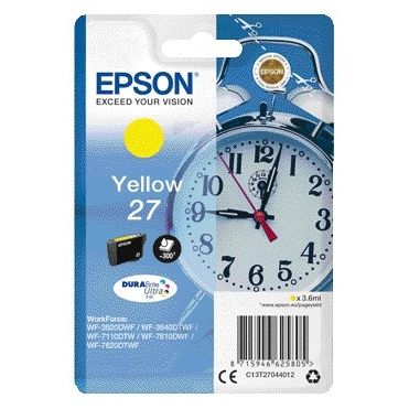 Epson -  Alarm clock Singlepack Yellow 27 DURABrite Ultra Ink