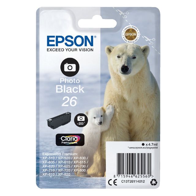 Epson - Inkcartridge Epson 26 T2611 Photo noir