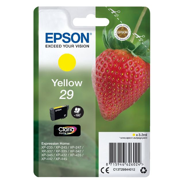 Epson - inktcartridge 29, 180 pagina's, OEM C13T29844012, geel