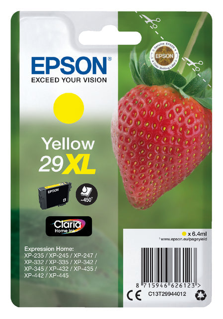 EPSON - Cartridge à encre 29xl, 450 pages, OEM C13T29944012, GEEL