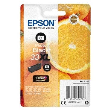 Epson -  Oranges Singlepack Photo Black 33XL Claria Ink