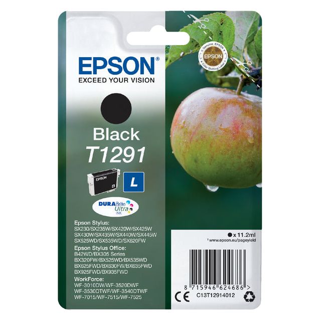 Epson - inktcartridge T1291, 380 pagina's, OEM C13T12914012, zwart