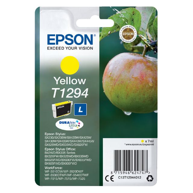 Epson - Tintenpatrone T1294, 515 Seiten, OEM C13T12944012, Geel