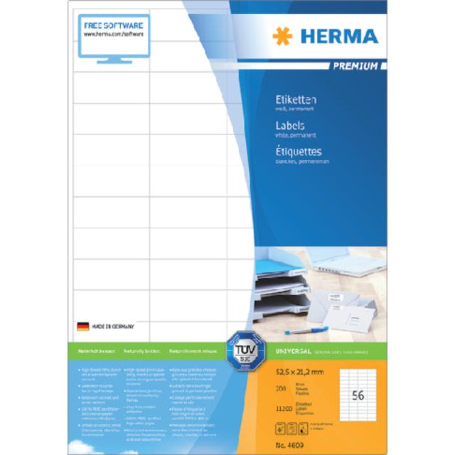 Herma - Herma 4609 Label 52.5x21.2mm Prem blanc 11200 pièces