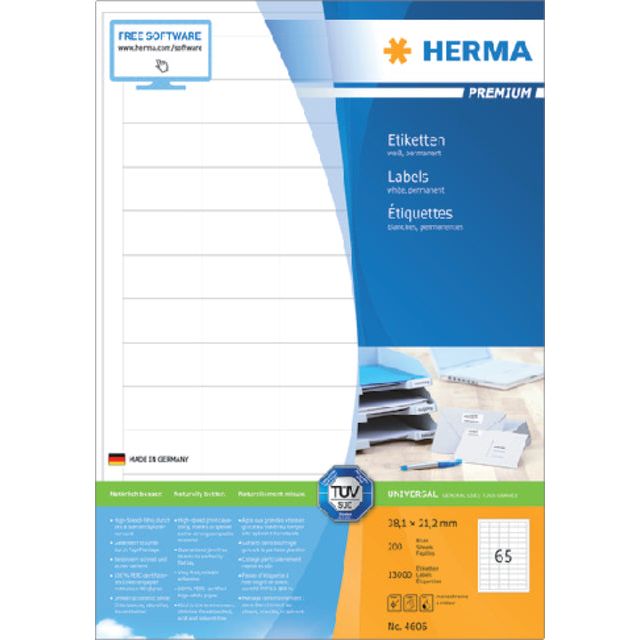 HERMA - Etiket  4606 38.1x21.2mm prem wit 13000 stuks