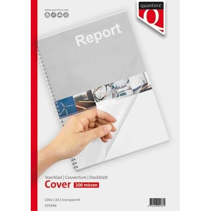 Quantore - Page de couverture A4 PVC 200 microns transparent 100 pièces