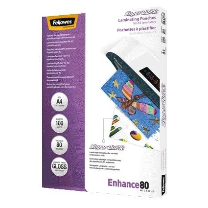 Fellowes - Pochette de plastification superquick a4 2x80micron