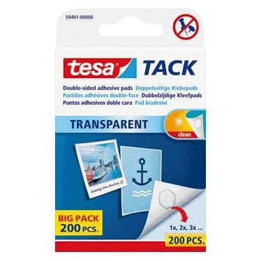 Tesa -  Kleefpads ® TACK dubbelzijdig transparant 200 stuks 200 stuks