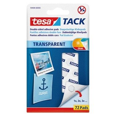 Tesa -  Kleefpads ® TACK dubbelzijdig transparant 72 stuks
